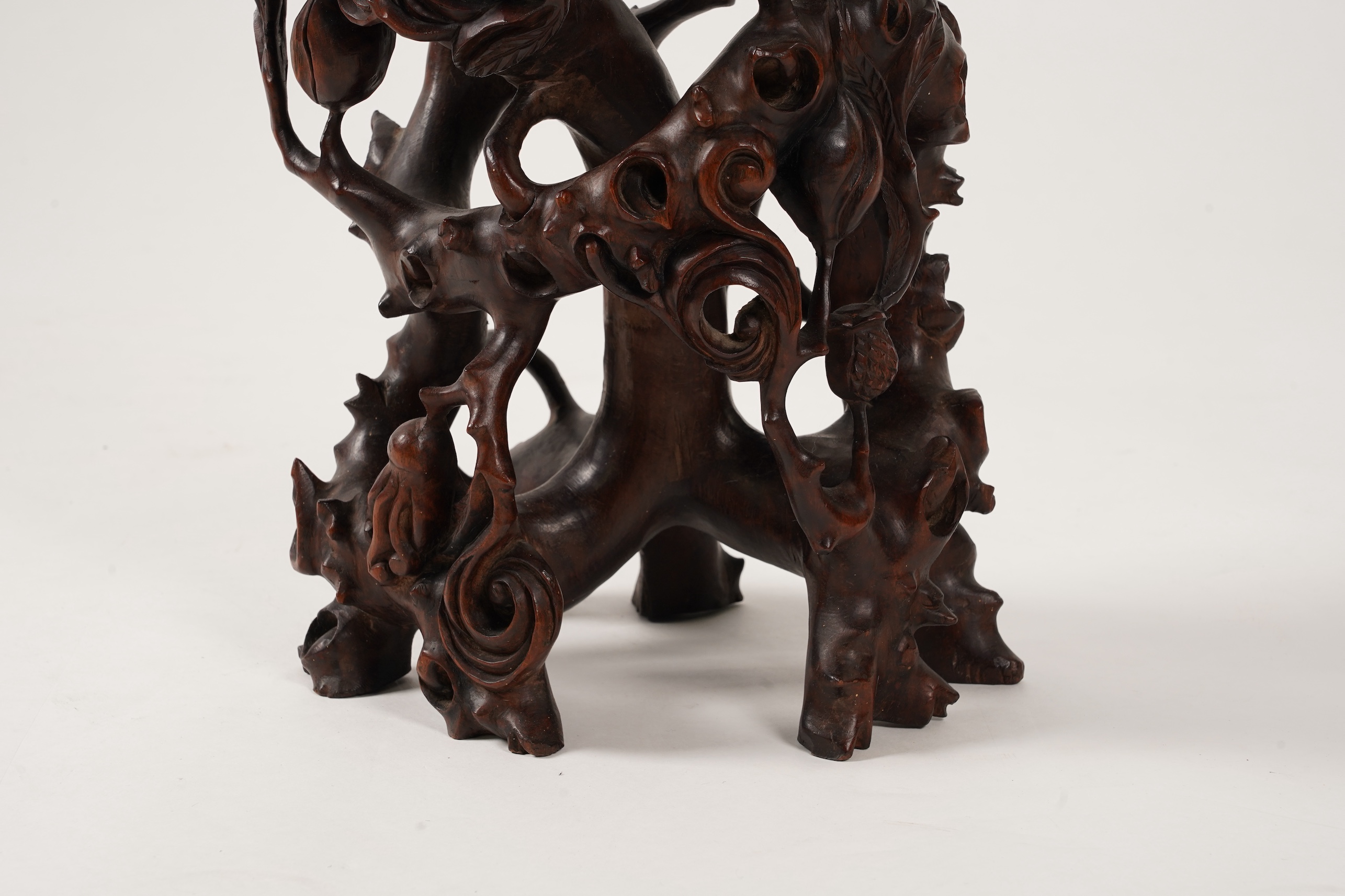 A Chinese rootwood tiered stand, 19th century